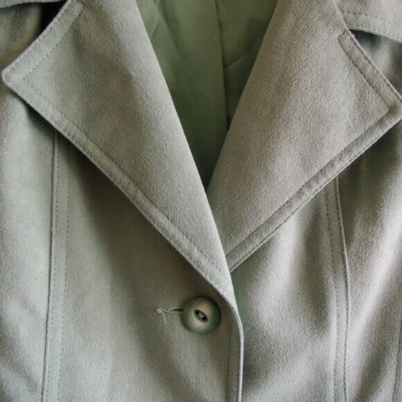 Vintage 70s Lanson ILGWU Light Green Trench Coat S - Picture 5 of 12